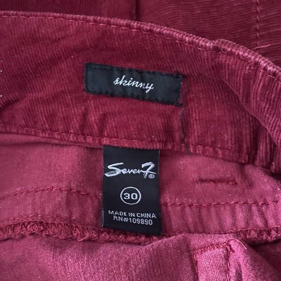 Seven7 Women’s Maroon Skinny Corduroy Pants - Picture 3 of 6